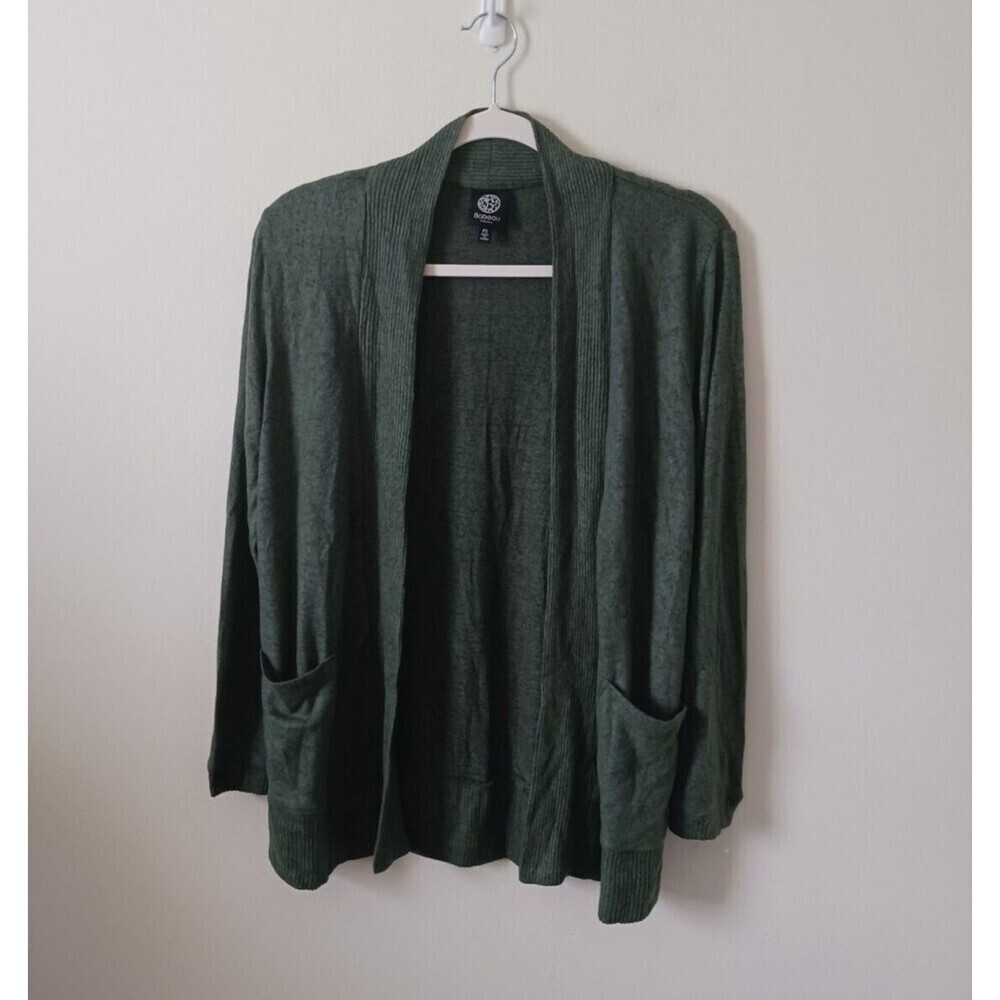Bobeau Womens Petite Open Front Cardigan Sweater Green‎ Long Sleeve Size PS